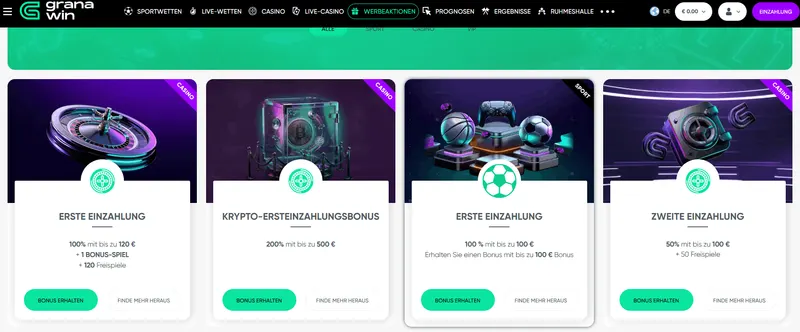 Granawin Casino Bonus und Freispiele Screenshot